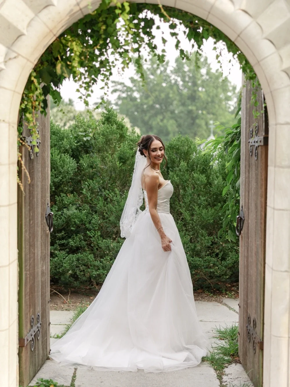 Timeless silk and tulle wedding dress